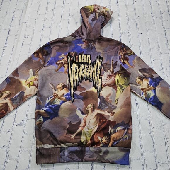Rebel Vengeance Boticelli Wearable Art Print Hoodie Pullover MENS SIZE S - Picture 11 of 13